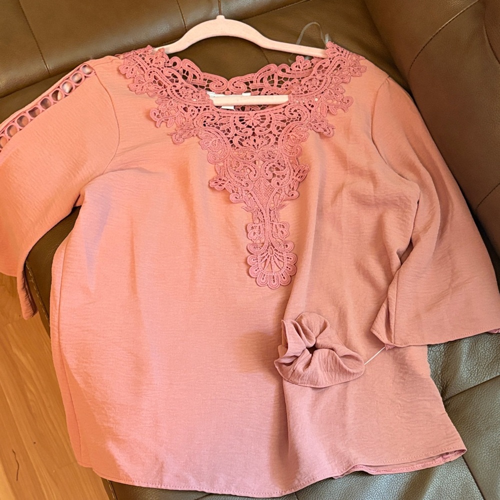 Elegant Pink Lace Women's Top
